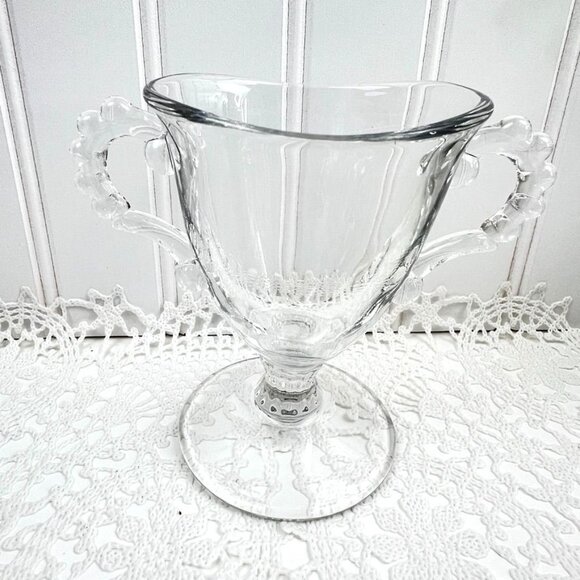 Vintage Imperial Glass Candlewick Creamer & Sugar Bowl Set Footed Handles - Picture 4 of 7